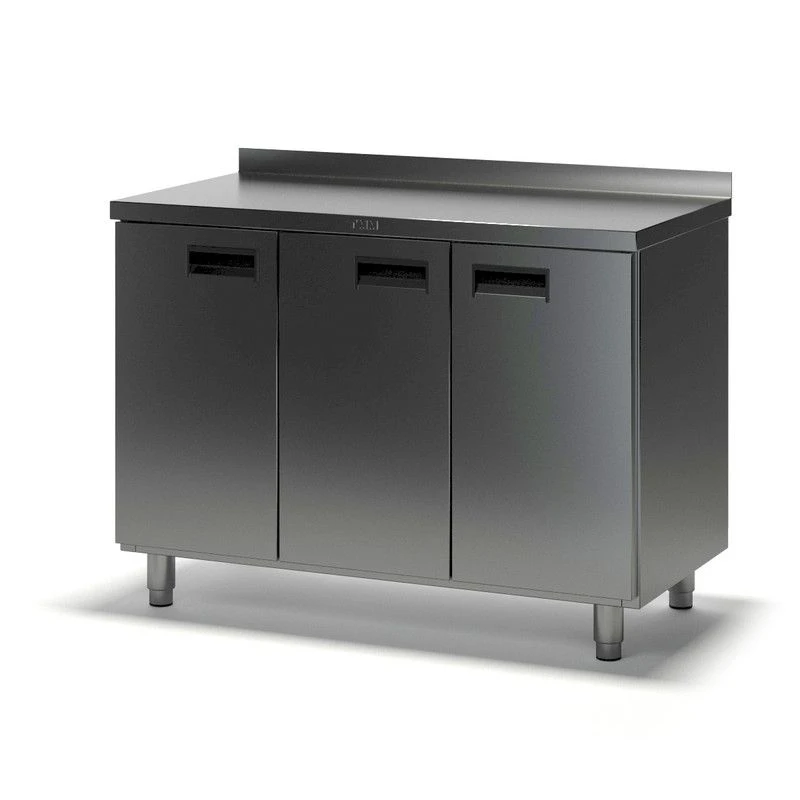 Table with three hinged doors SD-2 with stainless steel edge