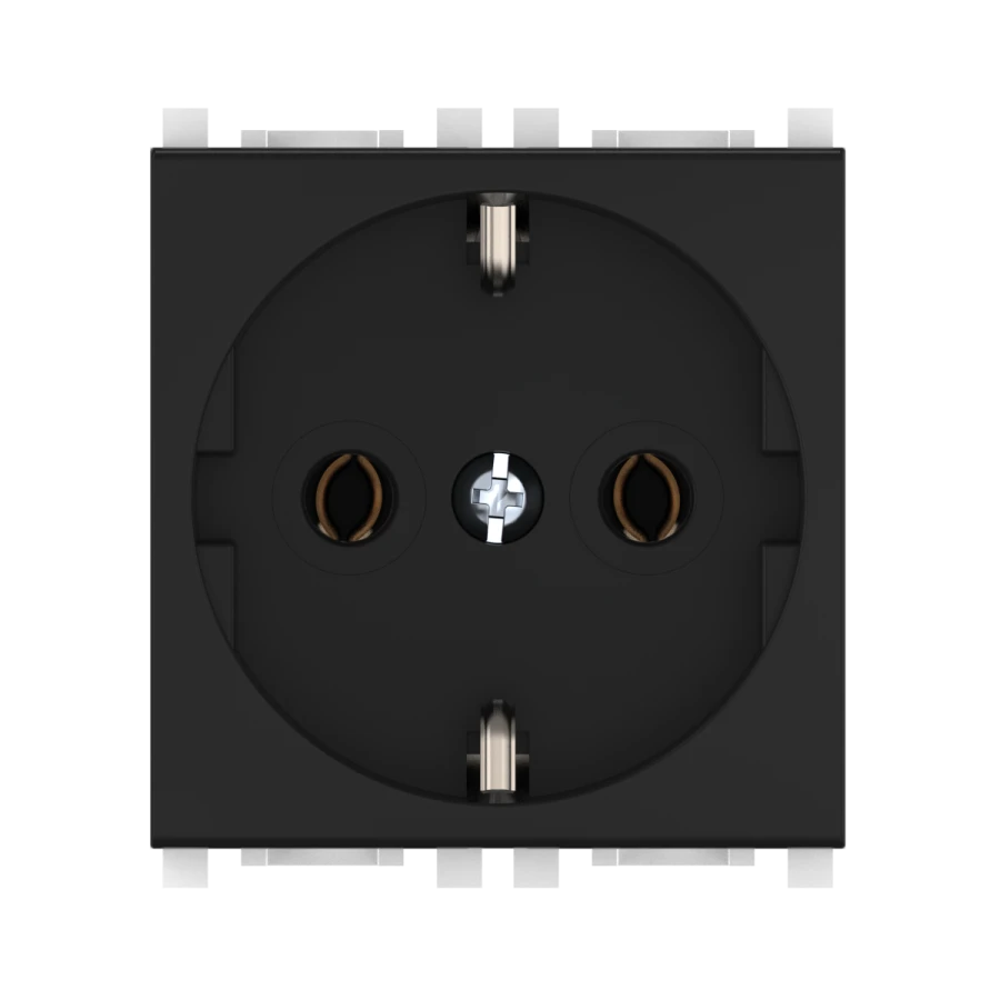 CADUCEUS ALING Experience Flush-mounted socket outlet with earthing without blinds 16A, 250V~, 2M, black (soft touch), art. 7410