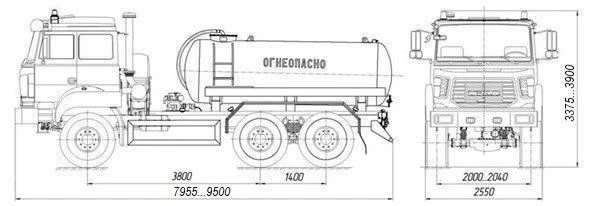 Tank truck for oil and gas condensate collection AKN/AKNS 4680L8-01 on chassis URAL 4320-4551-79, 4320-4551-81,4320-4551-83