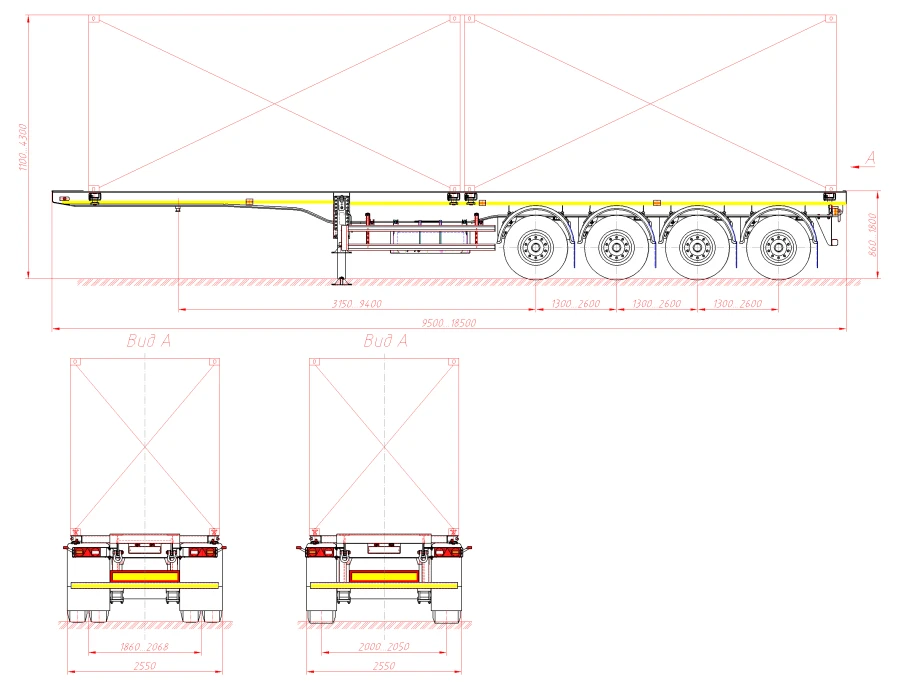 Semitrailer 98132A (loading space design - load-bearing frame)