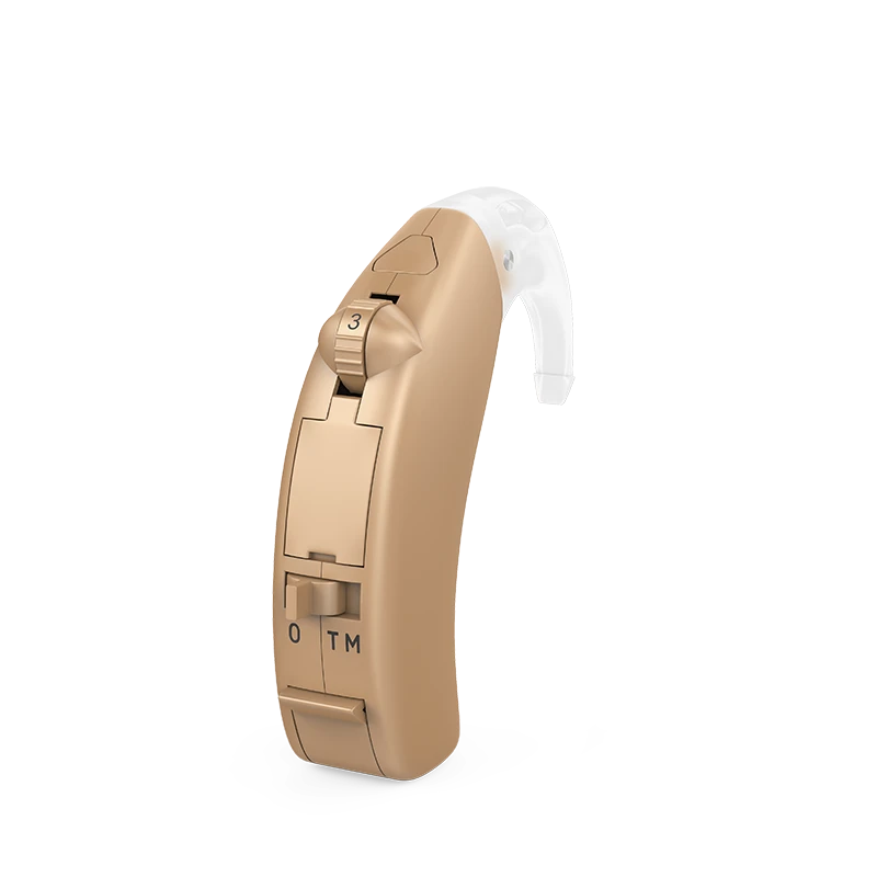 Electronic digital trimmer hearing aids, programmable air sound conduction behind-the-ear type "ELF-3T+" according to TU 944.