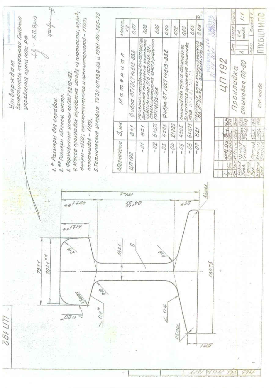 Joint gasket PS-50 CP 192 (only polyamide) thickness 4 mm.