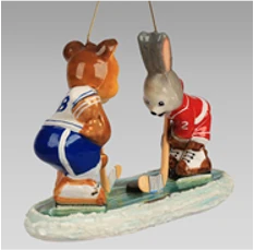 Handmade glass Christmas tree toy "Hockey players"