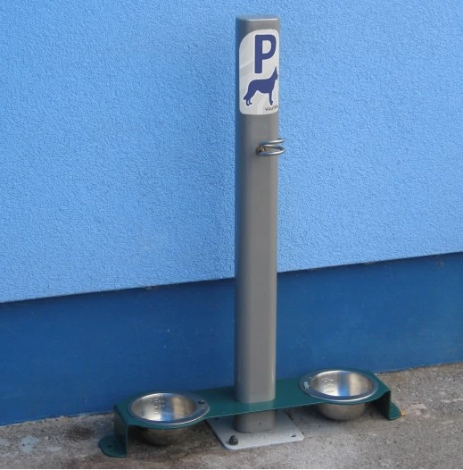 Dog park with water bowls