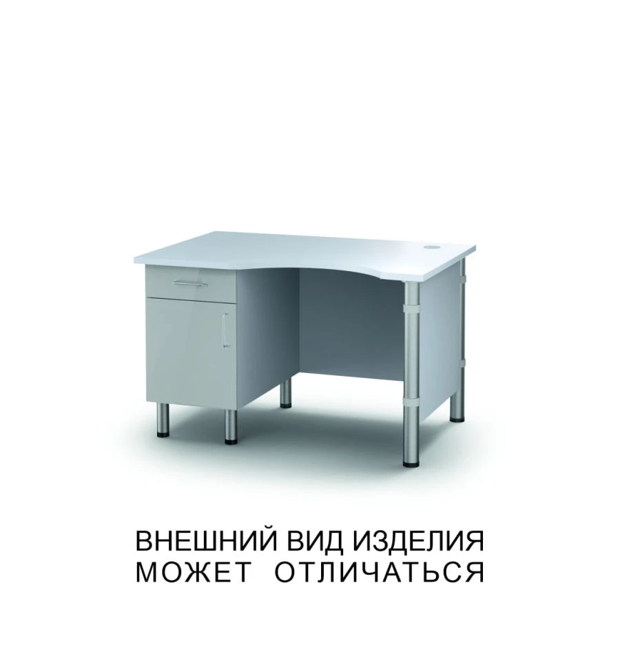 Single-desk microscope table with swinging door, drawer and screen