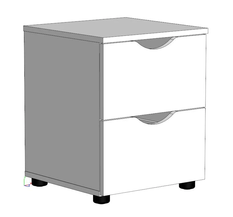 Bedside cabinet without niche