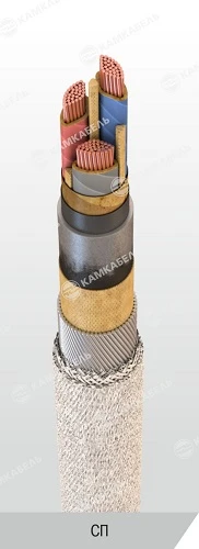 Power cable with copper conductors with paper insulation impregnated with viscous or non-flowing composition for voltage of 1 kV