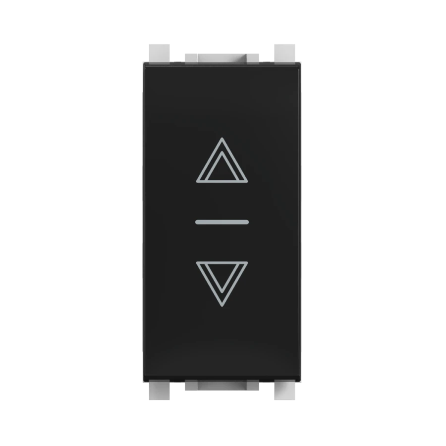 CADUCEUS ALING Experience Flush-mounted switch for roller shutters I-0-I, 10A, 250V~, 1M, black (soft touch), art. no. 72108.S.