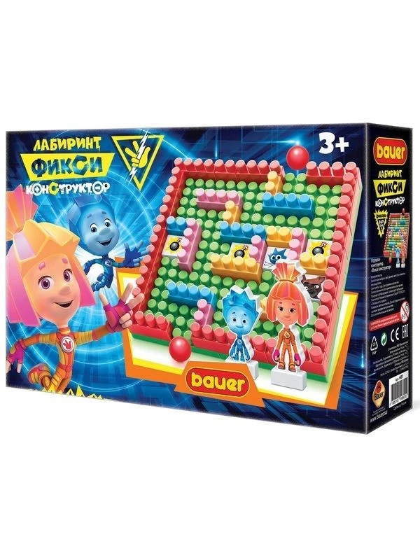Children's educational construction toy Bauer "Fixiki" series "Labyrinth" set 45 elements in a box, article number 601