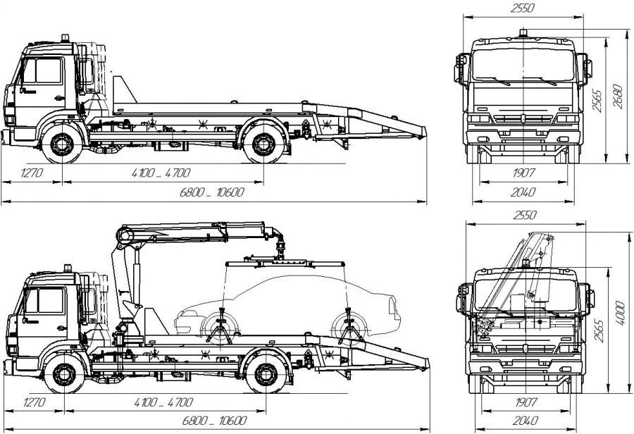 Wrecker trucks type 47020 mod: 47020F on the basis of chassis type 4308 mod. KAMAZ 4308-G5.