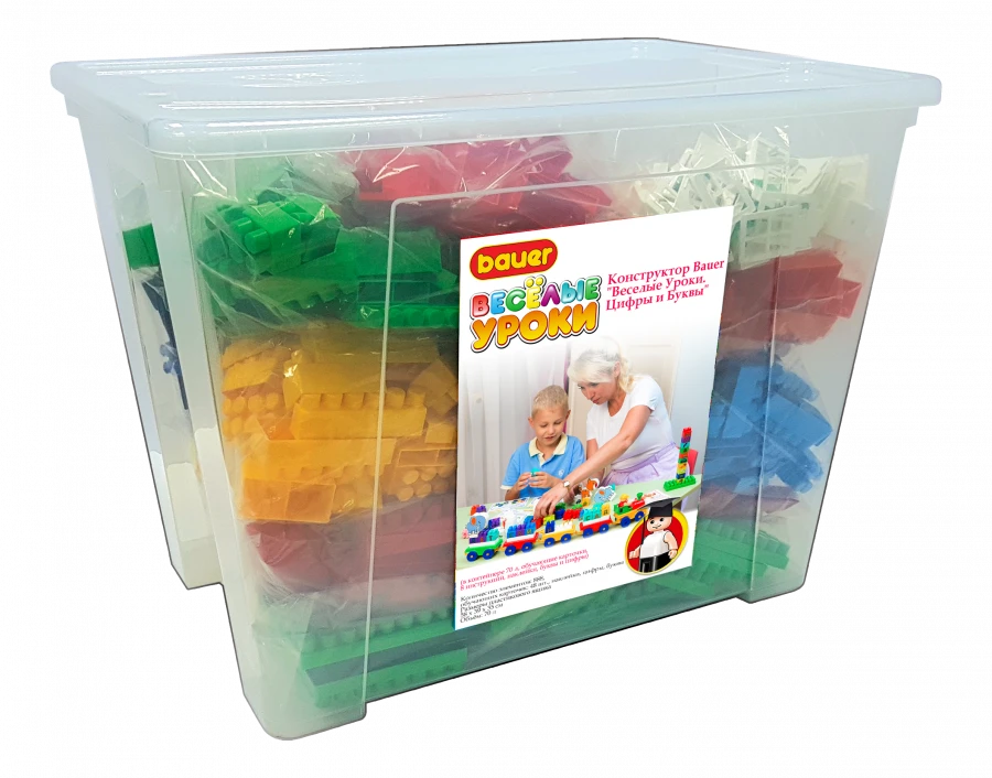 Bauer "Fun Lessons. Numbers and Letters" (in container 70 l, 48 teaching cards, 8 instructions, 696 stickers)