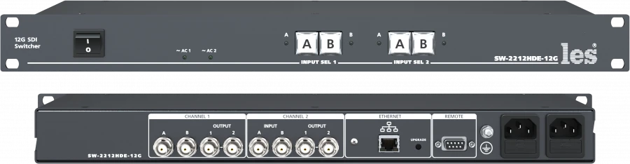 SW-2212HDAE-12G - 2 channel switch 2 in 1 12G/3G/HD/SD-SDI