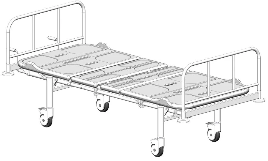 KF3-01-"MSC" (MSC-1103P) - Functional bed, on wheels, metal backrests, plastic bed, mechanically adjustable.