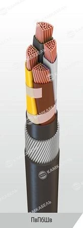 Power cable with copper conductors insulated with cross-linked polyethylene for voltage 0,66, 1 kV of PvPbshv grade according to