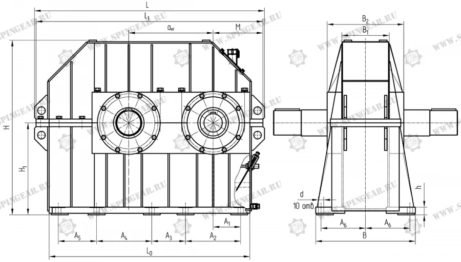 Horizontal single-stage gearbox Tson-550SPR