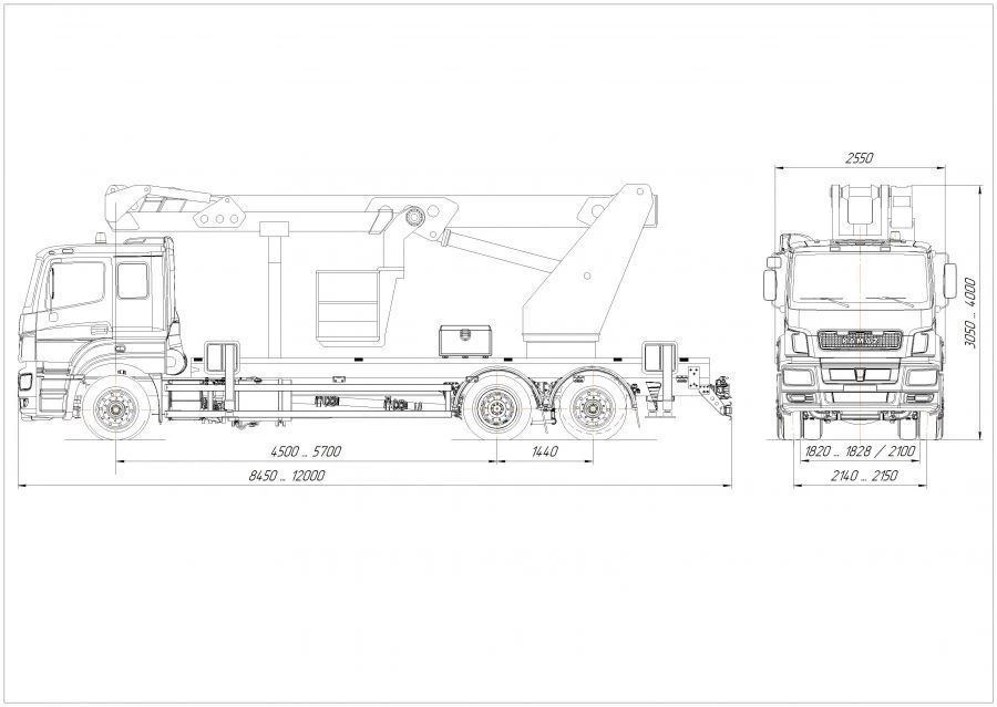 Means of transport equipped with lifts with working platforms R180T, VA180T Velmash-S type 57542 modifications: 57528N on ba