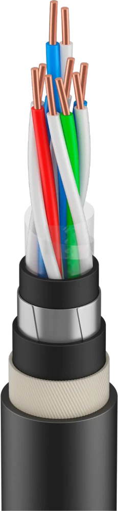 Cable for signalling and interlocking, not spreading combustion, with single-wire TPZ, in armour made of glass twist, with insul