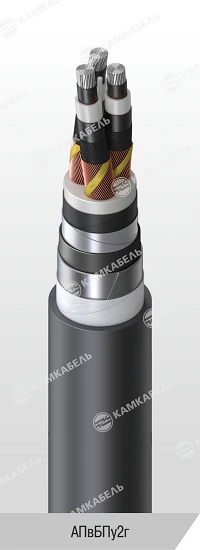 Power cable with aluminium conductors insulated with cross-linked polyethylene for voltage 6, 10, 15, 20, 30 and 35 kV of APvBPu