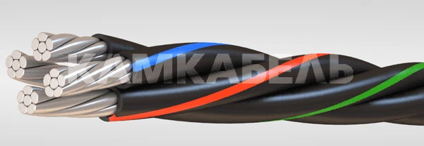 Self-supporting wire with aluminium conductors and silane-cross-linked polyethylene insulation for overhead power lines on nom
