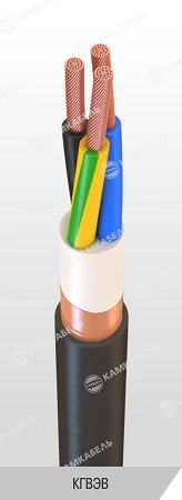 Power cable with copper conductors insulated with polyvinylchloride plasticate for voltage of 0,66 and 1 kV of KGVEV grade
