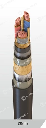 Power cable with copper conductors with impregnated paper insulation, for voltage 1 kV of SBlShv grade according to TU 16.K09-14