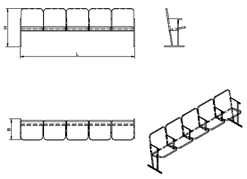Auditorium seating section for five seats (KA.5 series)