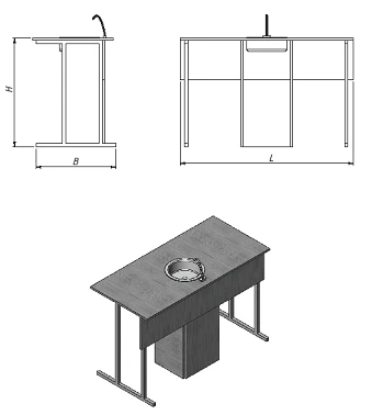 Desk for chemistry cabinet (series PU.??.02.?)
