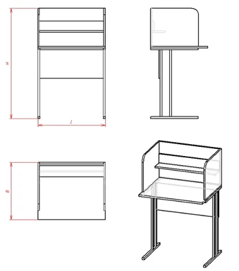 Pupil's desk with acoustic cabin for foreign language classrooms (series PU.AKK.02)