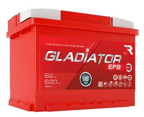 Accumulator lead starter battery GLADIATOR EFB 6ST-62