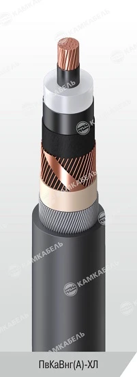 Power cable with copper conductors insulated with cross-linked polyethylene for voltage 6, 10, 15, 20, 30 and 35 kV of PvKaVng(A