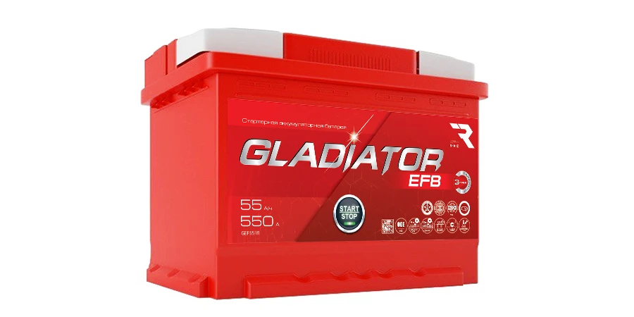 Accumulator lead starter battery GLADIATOR EFB 6ST-55