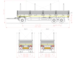 Trailer 843432 (loading space design - supporting frame, platform, cones, sides)