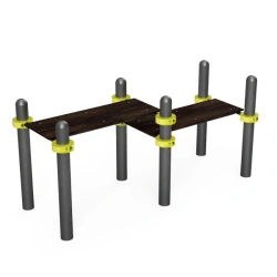 Horizontal gymnastics bench, double multi-level, for performing the tests "Bending and extending the arms in a gymnastic positio