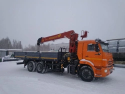 Special purpose vehicle with KMA type hydraulic loading crane on the basis of KAMAZ 65117 and its modifications 64K33N-UF