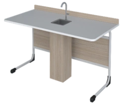Double chemistry pupil's table with plumbing AGAT 01.09.01