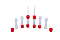 Capillary blood collection tube ZMT, K3EDTA-filled, without capillary, 0.2 ml volume.