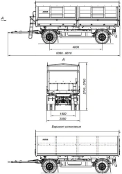 Double-axle tipping trailer 8595-40 with axles HJD13Y30S18-1840T16-060 with load capacity 12 tonnes
