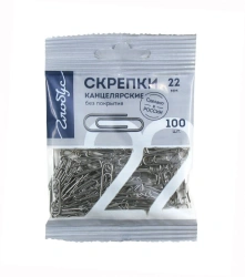 Paper clips 22 mm 100 pcs. uncoated, Eurosuspended bag