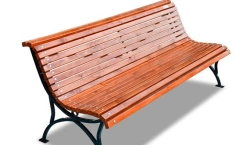 Wooden public garden bench with backrest with metal base 1500x400x1000MM