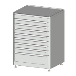 Tool cabinet with 8 drawers on adjustable supports (WxHxHxH) 625x540x900 mm