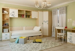 Sets of children's wooden furniture "Pavlusha" (bed, table, wardrobe, chair)