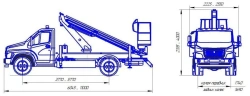 Means of transport equipped with lifts with working platforms R180T, VA180T Velmash-S type 47192 of modification 47195N on bases