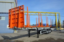 Semitrailer Politrans 94171-034. In design: platform with decking, with mobile racks, with spring suspension.