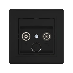 CADUCEUS ALING PRESTIGE Flush-mounted aerial TV/FM feed-through socket, black (soft touch), art. 612P.E1E1E1