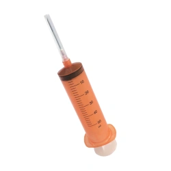 Single-use three-detail sterile injecting syringe with Luer-Lok tip, light-protected, 50 ml capacity with