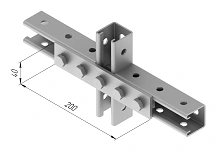 Plate 5 holes SMA 614, with overall dimensions 40x200 mm, metal thickness 5,0 mm, thermodiffusion galvanisation