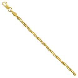 Gourmet 585 yellow gold bracelet hammered round braid of 3 chains with diamond facet NB15-311 0,4MM 20SM 3,38G