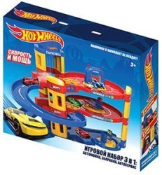 Toy set "HOT VILS 3 in 1: car wash, petrol station, car service" KNOPA 1/3