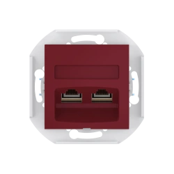CADUCEUS ALING PRESTIGE Flush-mounted double computer socket with Keystone RJ45 8P8C cat.6 FTP modules, burgundy, art. 6