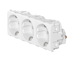 CADUCEUS ALING Experience Flush-mounted triple earthed socket without centre screw, 3x16A, 250V~, 3x2M,
